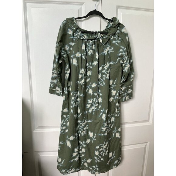 Mirth Midi Dress Womens S Vienna High Neck Fig Leaf Sage Green Cream Floral - Picture 4 of 12